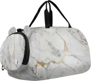 Texture Marble Kids Overnight Sports Duffel Bags with Shoe Compartment & Wet Pocket Travel Sport Gym Bag for Girls Boys