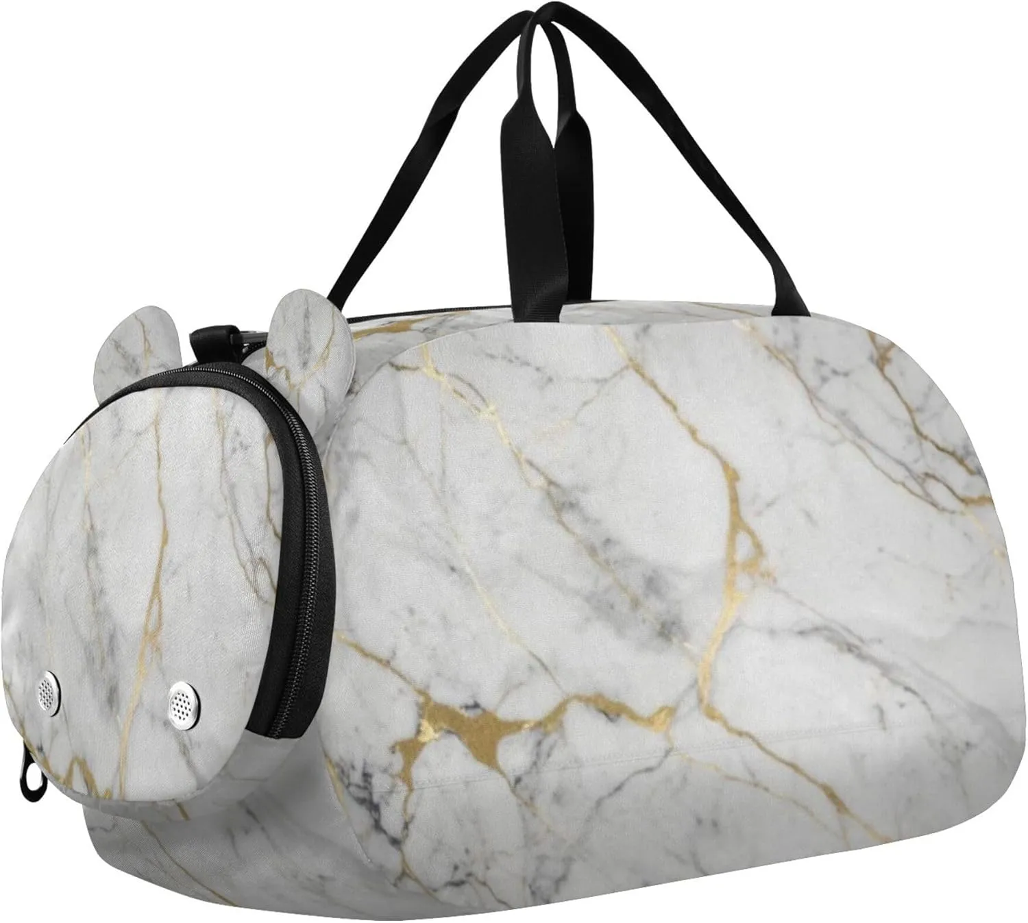 Texture Marble Kids Overnight Sports Duffel Bags with Shoe Compartment & Wet Pocket Travel Sport Gym Bag for Girls Boys