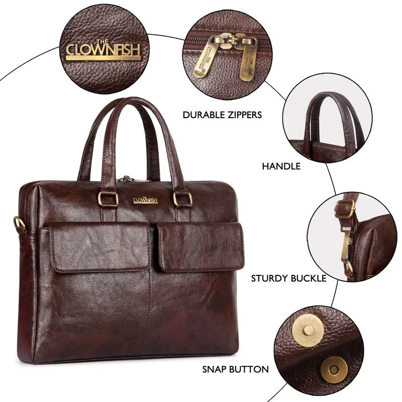 THE CLOWNFISH William Laptop Messenger Bag for 15.6 inch laptops - (Mahogany)
