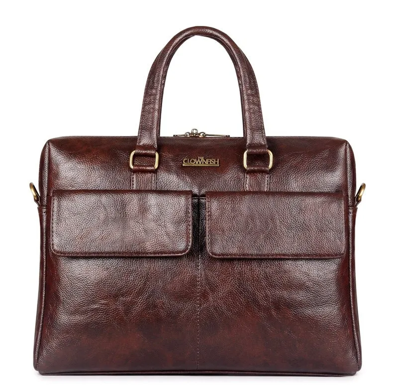 THE CLOWNFISH William Laptop Messenger Bag for 15.6 inch laptops - (Mahogany)