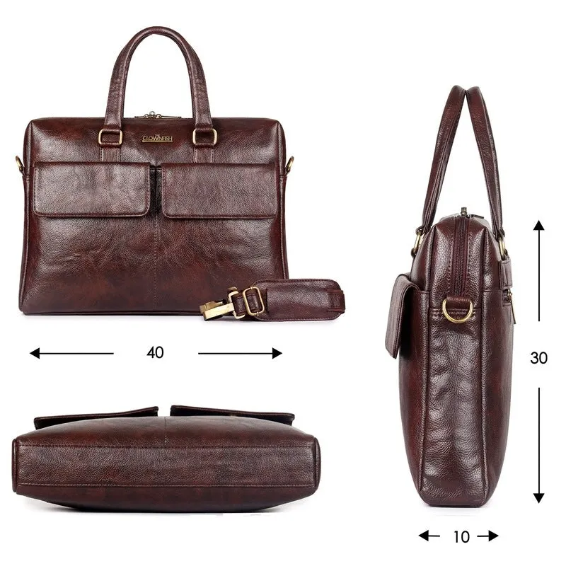 THE CLOWNFISH William Laptop Messenger Bag for 15.6 inch laptops - (Mahogany)