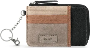 The Sak Women's Iris Slotted Card Wallet, Neutral Suede Block, 5.5IN x 0.25IN x 3.625IN
