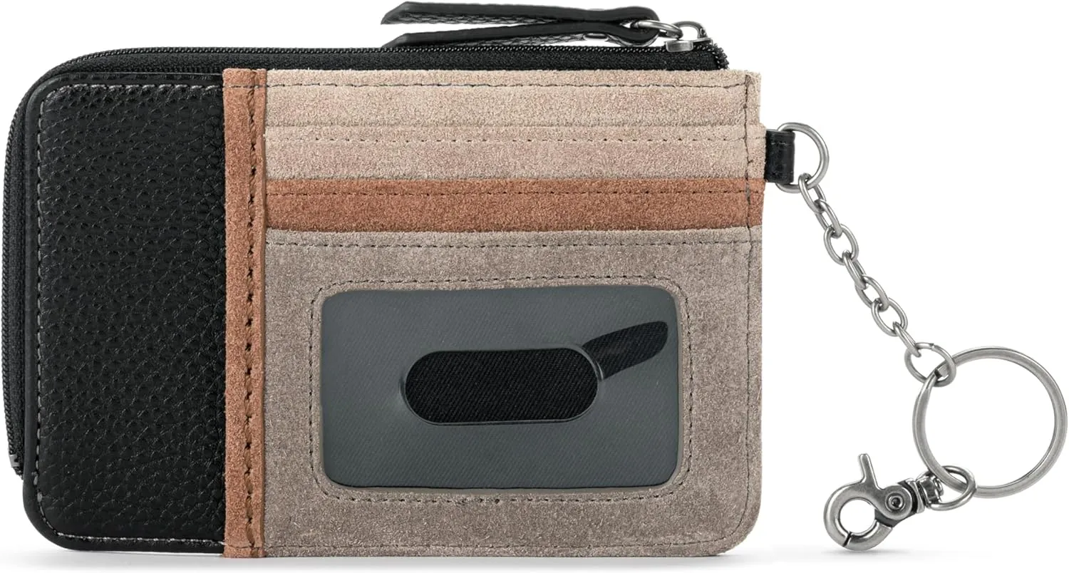 The Sak Women's Iris Slotted Card Wallet, Neutral Suede Block, 5.5IN x 0.25IN x 3.625IN