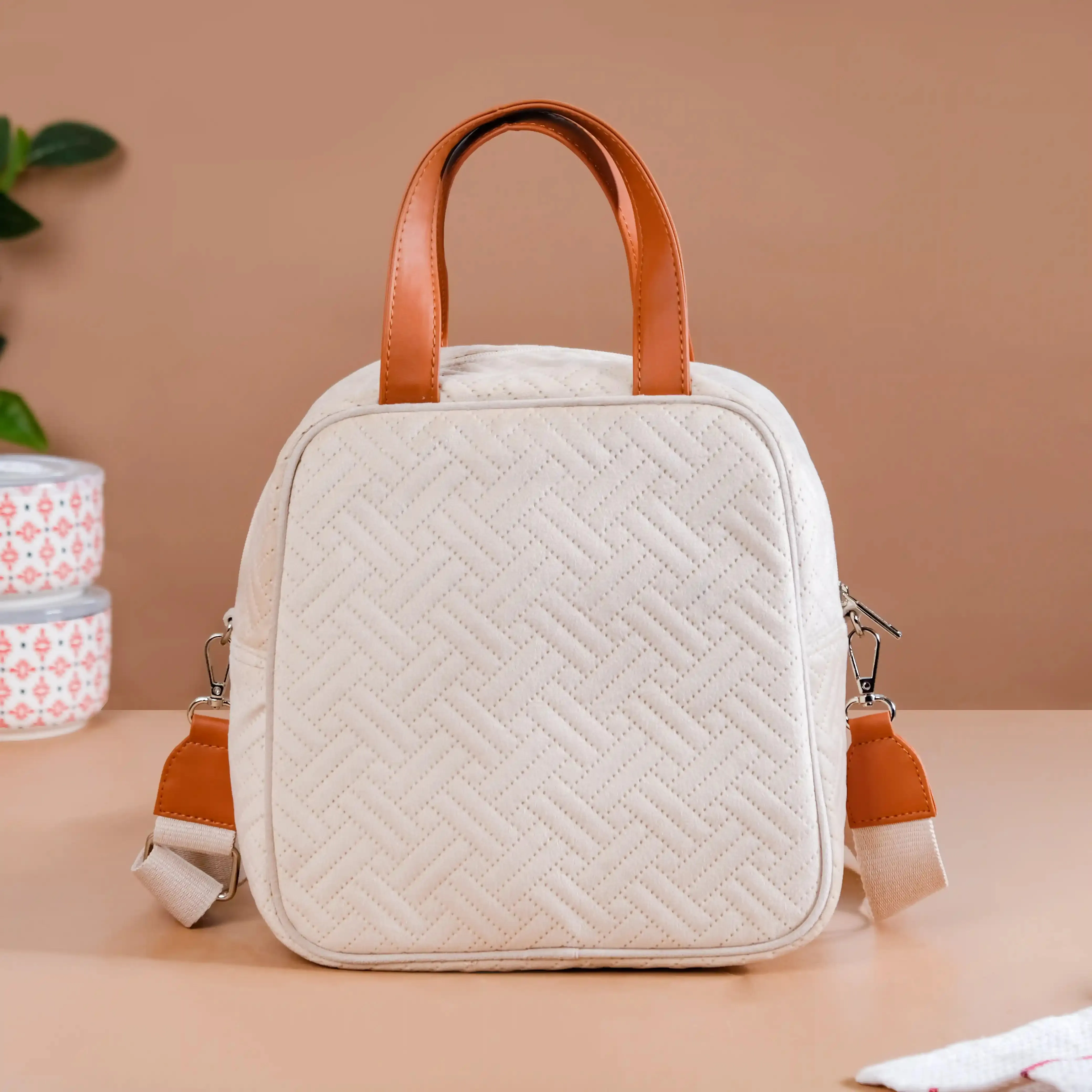 Thermal Insulated Lunch Bag For Office Off White
