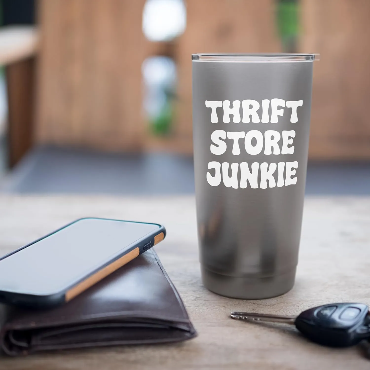 Thrift Store Junkie Funny Thrifter Tees bags and Mugs Funny Stainless Steel Insulated Tumbler
