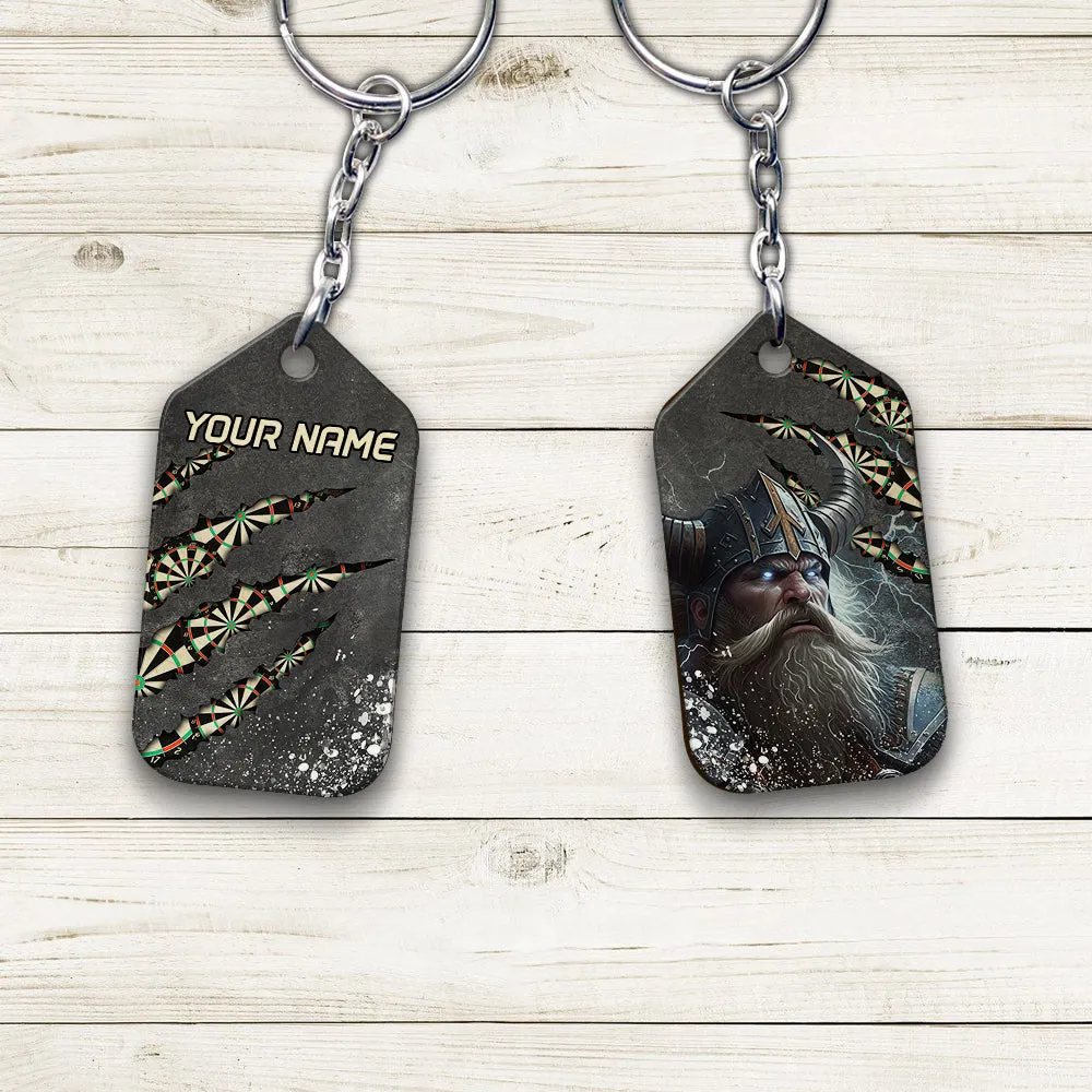 Thunder Dartboard Personalized Name 3D Viking And Darts Keychain For Dart Team Player 02