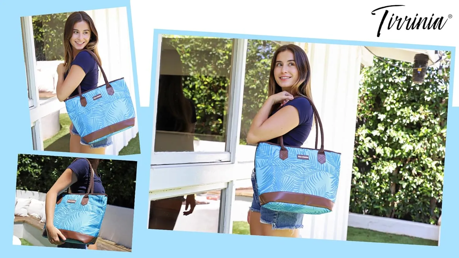 Tirrinia Cooler Bag for Women,Waterproof Leakproof Beach Cooler for Work, Beach, Shopping Grocery Bags for Travel & Lunch