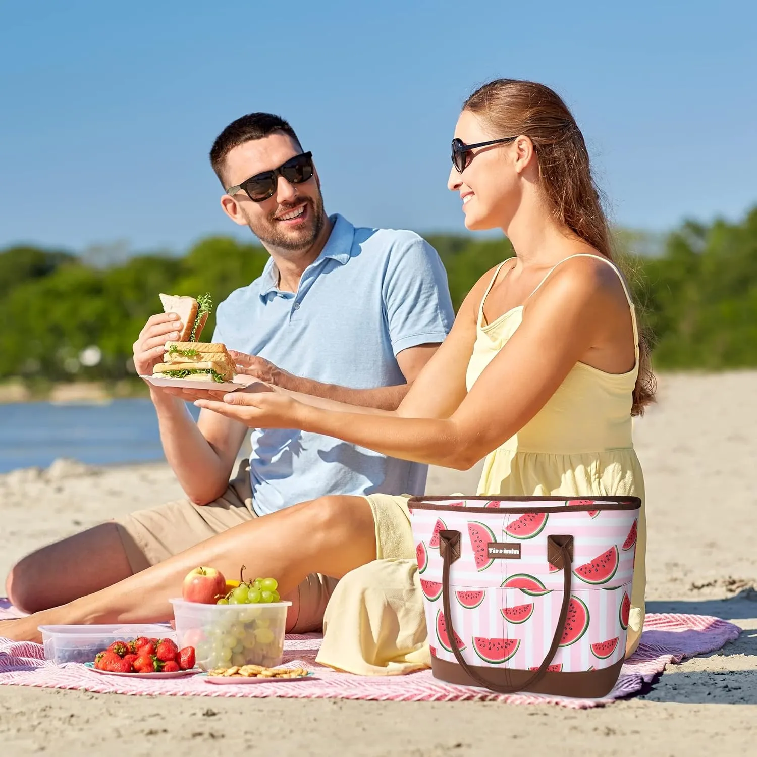 Tirrinia Cooler Bag for Women,Waterproof Leakproof Beach Cooler for Work, Beach, Shopping Grocery Bags for Travel & Lunch