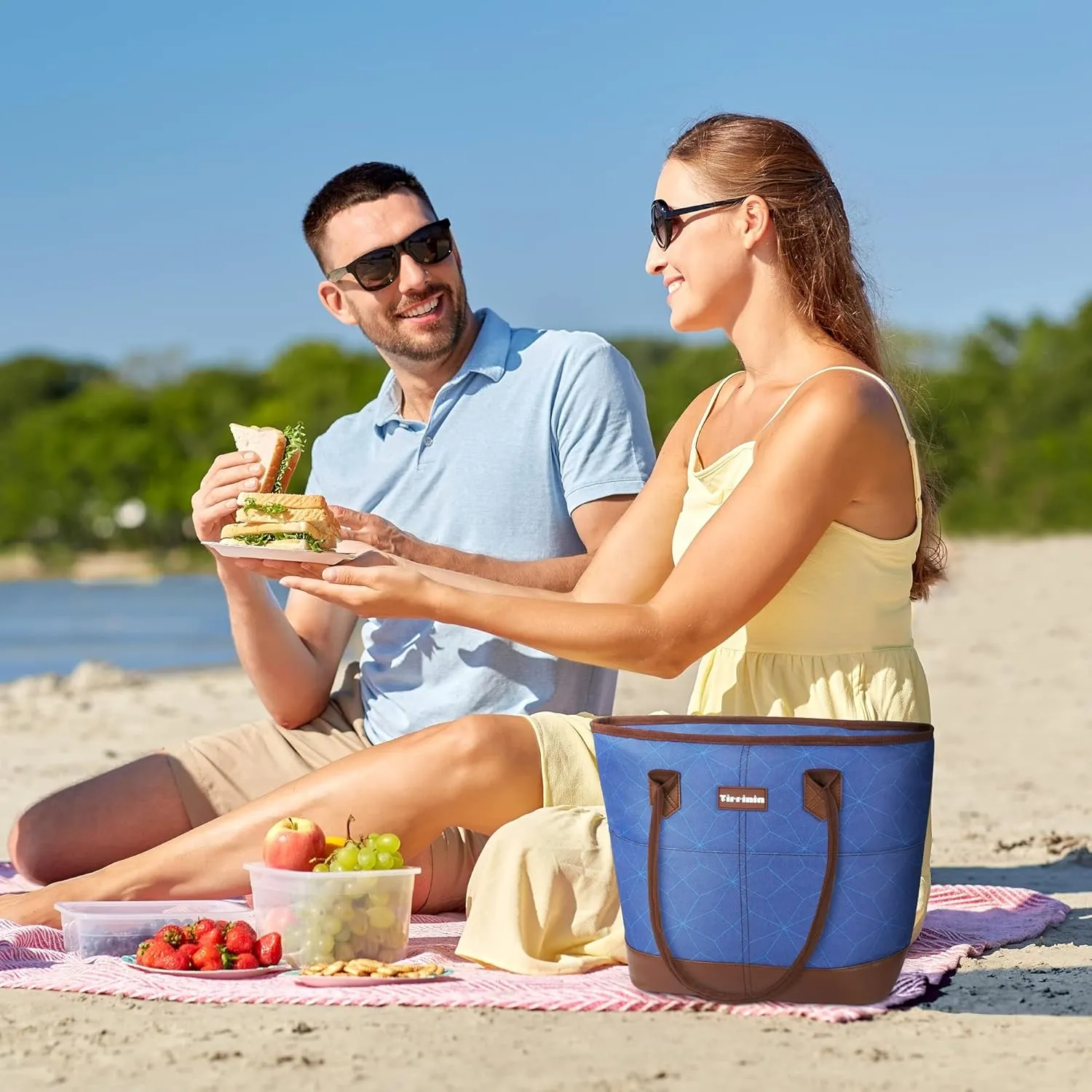 Tirrinia Cooler Bag for Women,Waterproof Leakproof Beach Cooler for Work, Beach, Shopping Grocery Bags for Travel & Lunch