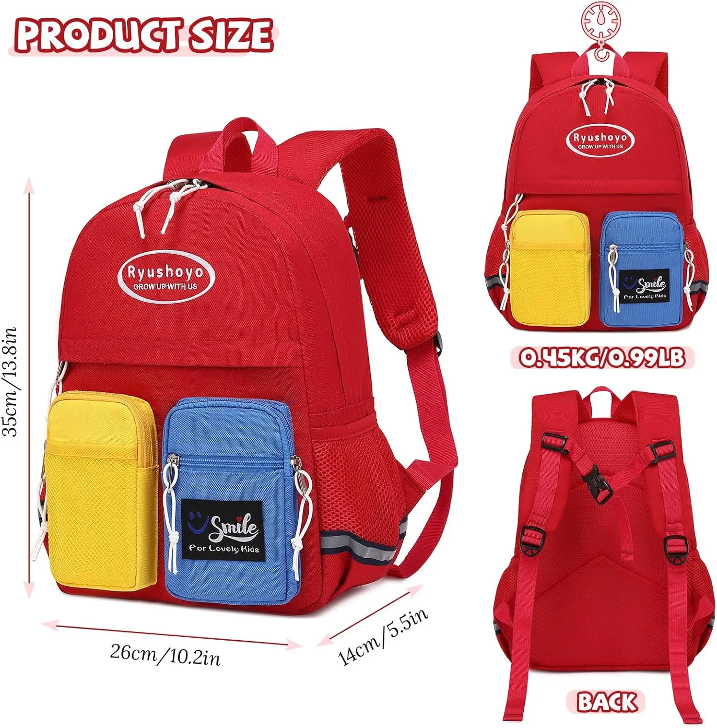 Toddler Backpack for 2-6 Years Boys Girls: 900D Polyester Kids Backpack with Chest Strap & Reflective Strips - Water Resistant Preschool Bag for Daycare, School & Travel-Red