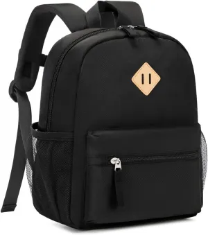 Toddler Backpack for Boys Girls, 12'' Mini Preschool Backpack for Kids Age 2-4 Years Old Small Toddler Bookbag for Kindergarten with Chest Buckle and Reflective Strip,All Black