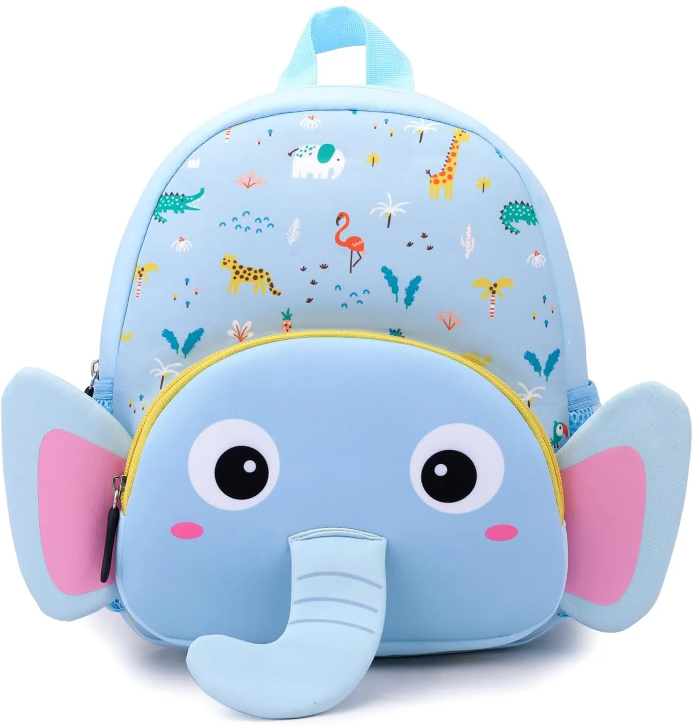 Toddler Backpack Neoprene Zoo Kids Casual Backpack Water Resistance Kindergarten Preschool Bags for Little Boys Girls (Elephant Blue)