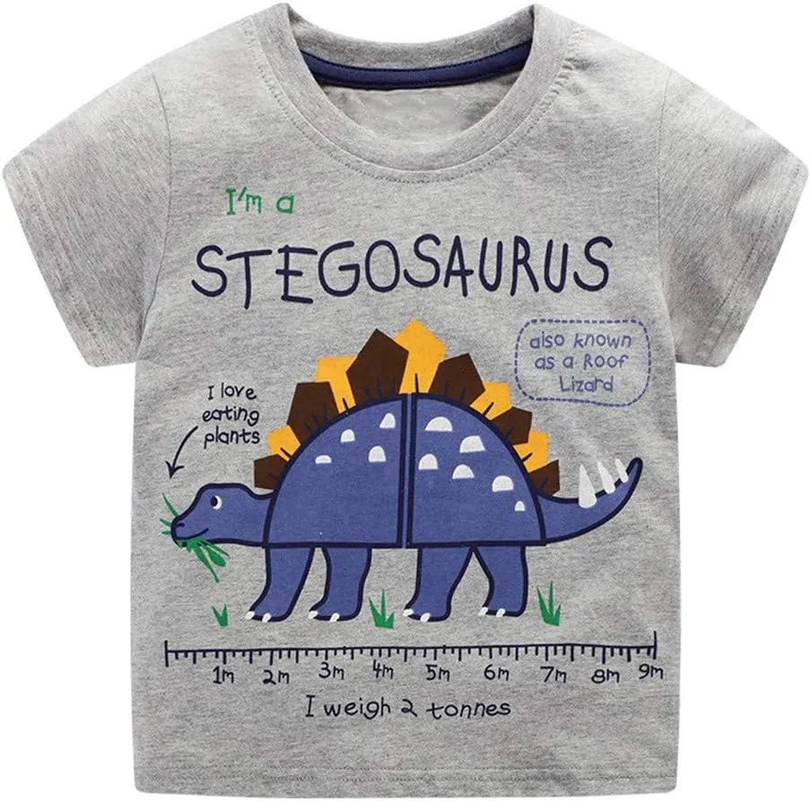 Toddler Boys' Short Sleeve Tees Cotton Casual Graphic Crewneck Summer Top Clothes T-Shirts
