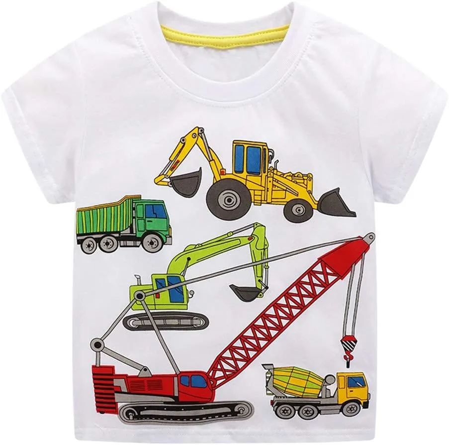 Toddler Boys' Short Sleeve Tees Cotton Casual Graphic Crewneck Summer Top Clothes T-Shirts