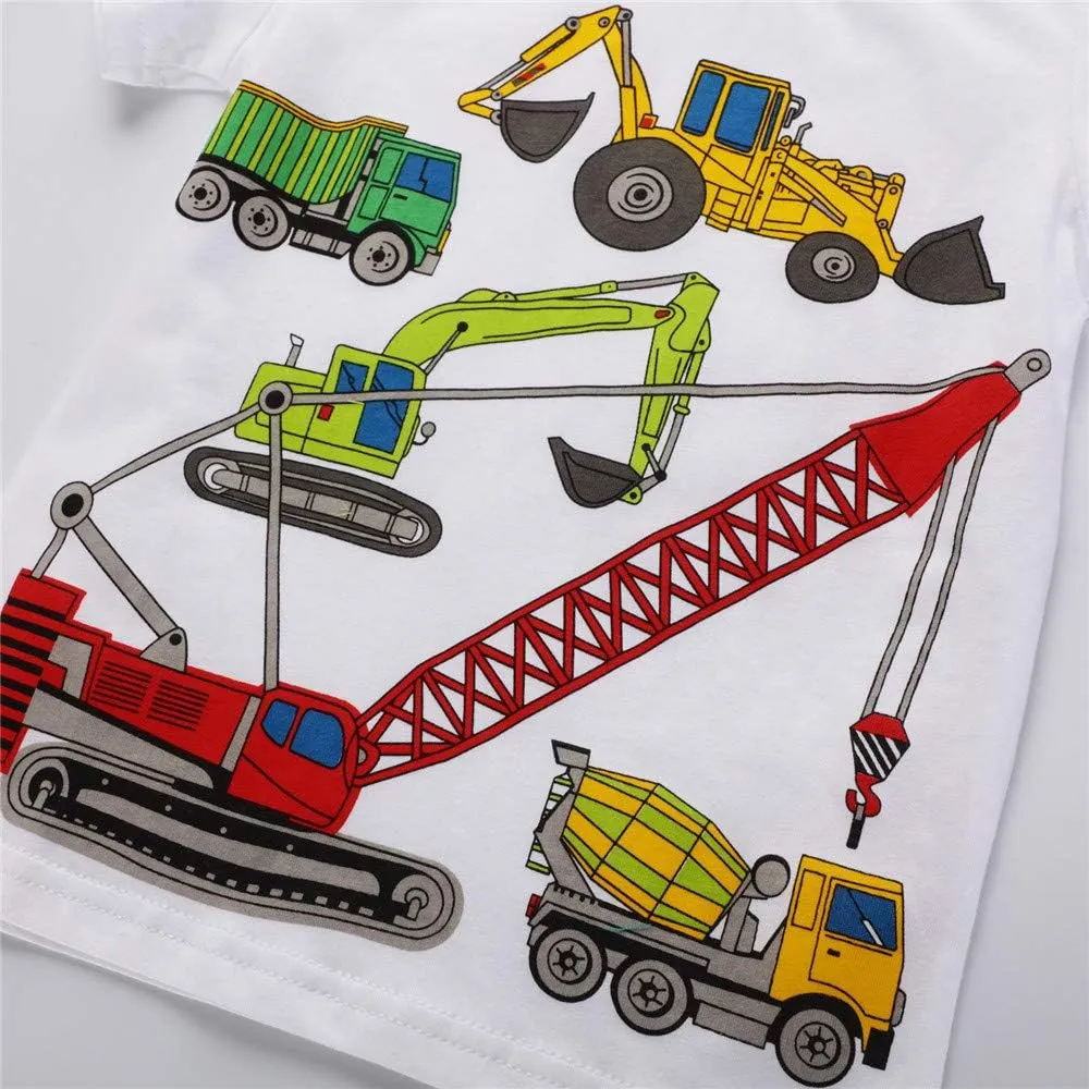 Toddler Boys' Short Sleeve Tees Cotton Casual Graphic Crewneck Summer Top Clothes T-Shirts