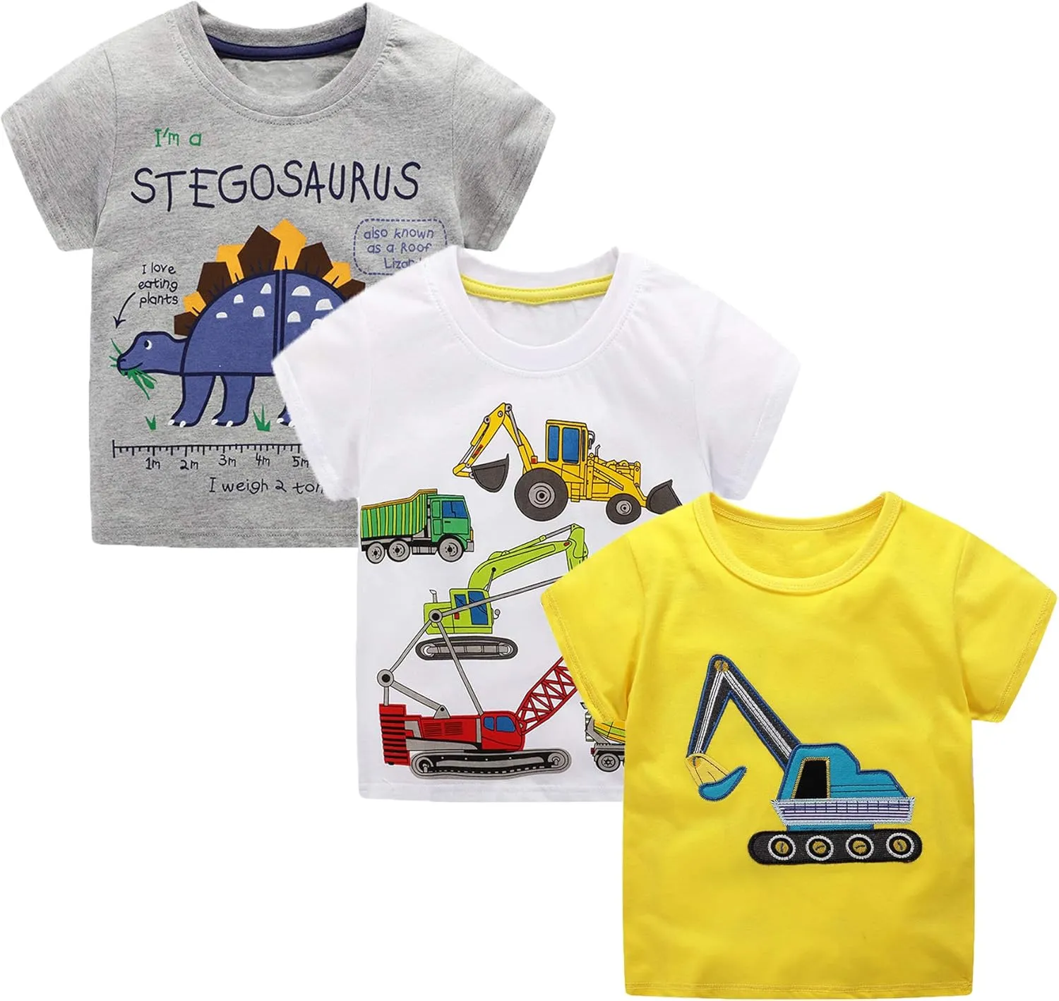 Toddler Boys' Short Sleeve Tees Cotton Casual Graphic Crewneck Summer Top Clothes T-Shirts