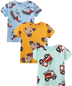 Toddler Boys' Short Sleeve Tees Cotton Casual Graphic Crewneck Summer Top Clothes T-Shirts