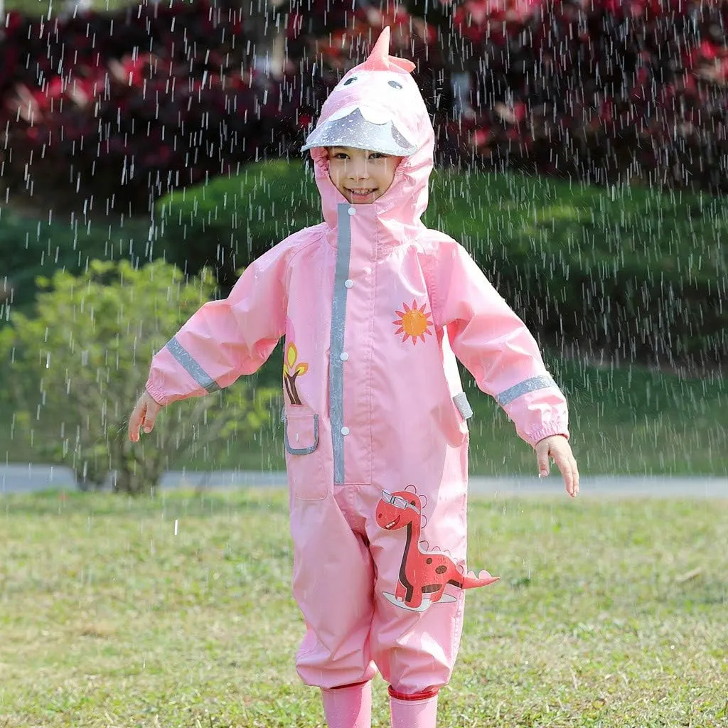 Toddler Rain Suit Baby Rain Suit with Hood Waterproof Coverall One Piece Rain Suit Kids (3-10 Years)
