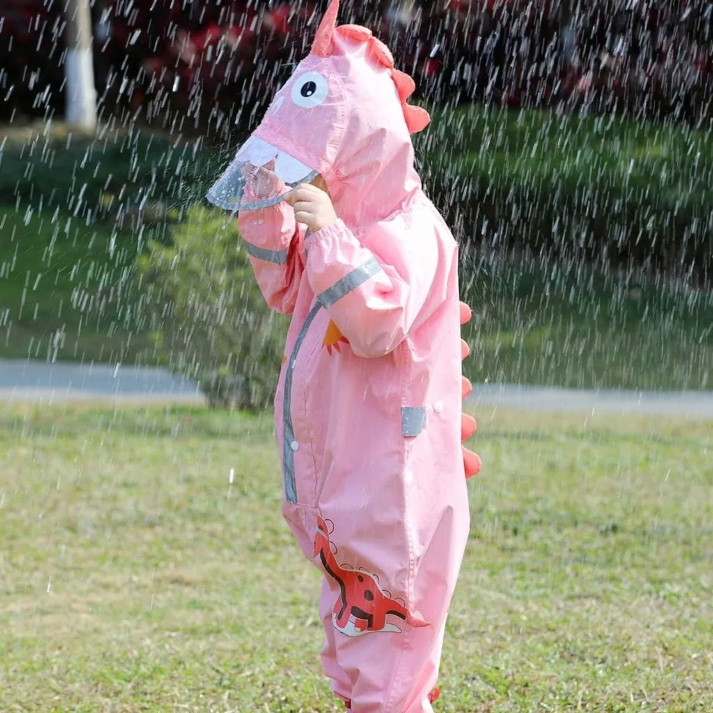 Toddler Rain Suit Baby Rain Suit with Hood Waterproof Coverall One Piece Rain Suit Kids (3-10 Years)