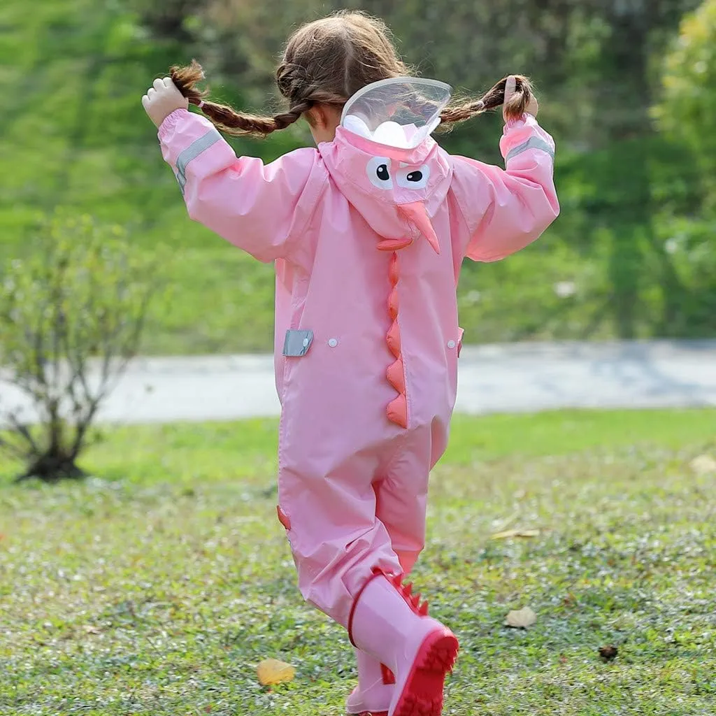 Toddler Rain Suit Baby Rain Suit with Hood Waterproof Coverall One Piece Rain Suit Kids (3-10 Years)