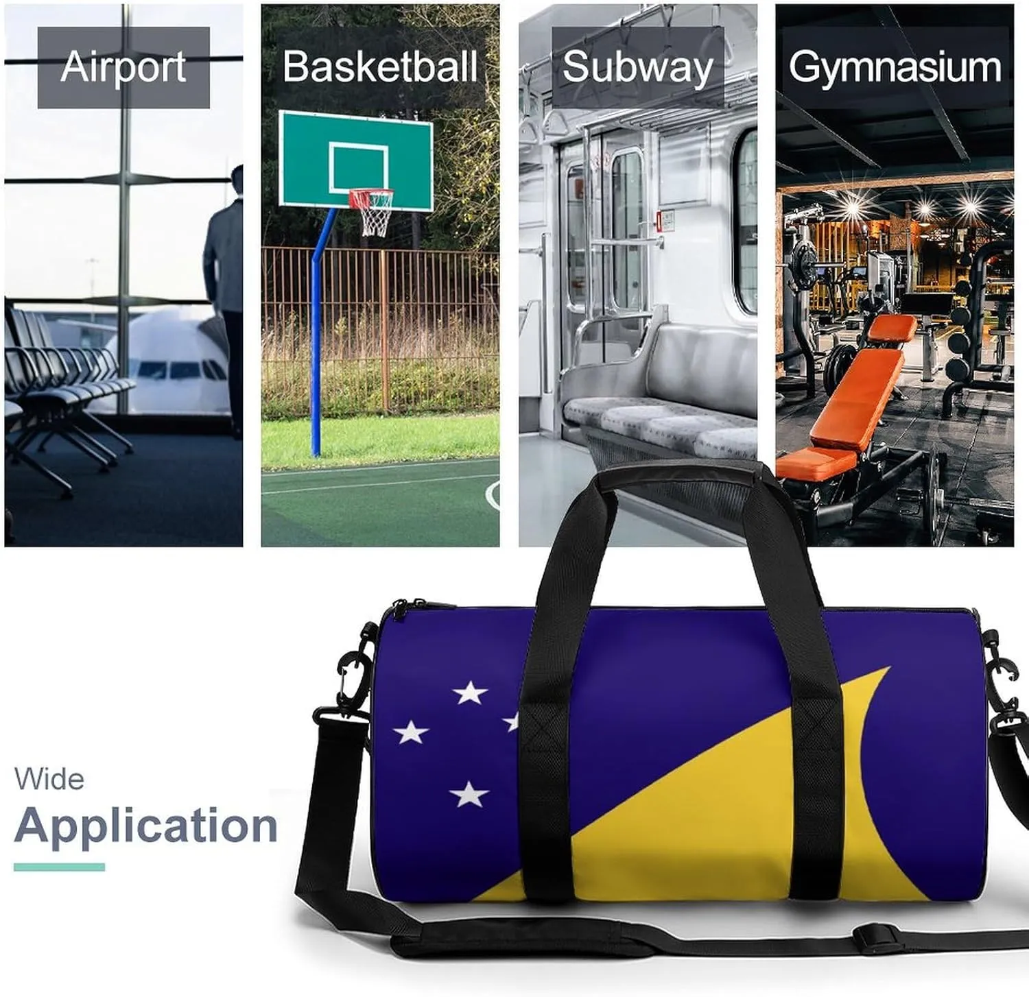 Tokelau Flag Waterproof Sports Duffel Bag Dry Wet Separation for Gym Beach Travel
