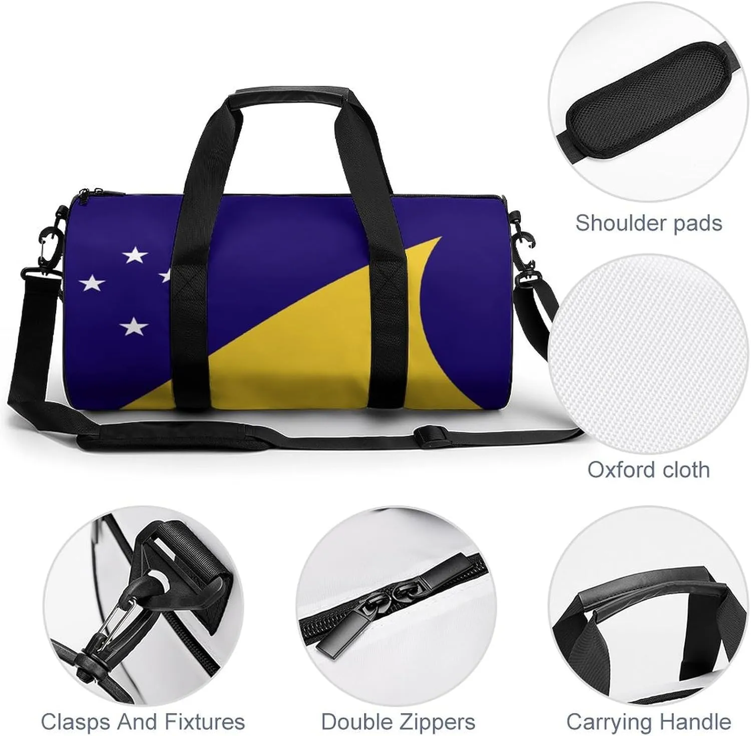 Tokelau Flag Waterproof Sports Duffel Bag Dry Wet Separation for Gym Beach Travel