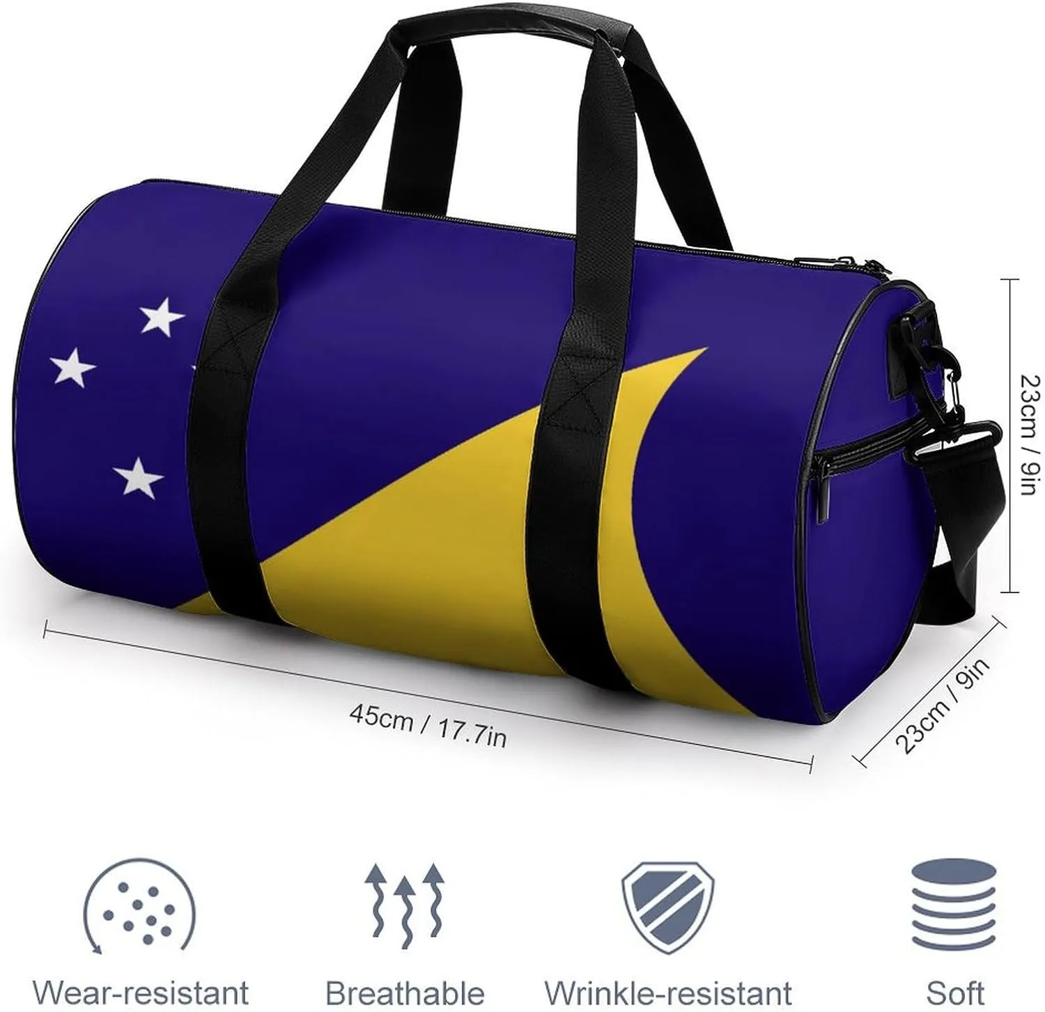 Tokelau Flag Waterproof Sports Duffel Bag Dry Wet Separation for Gym Beach Travel