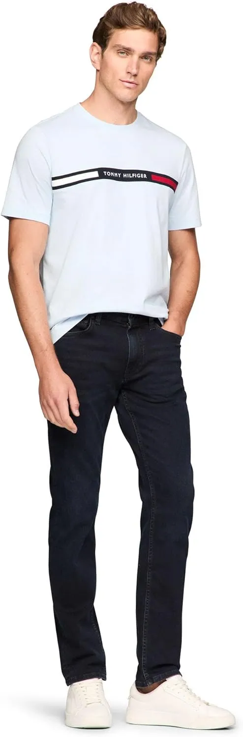 Tommy Hilfiger Men's Short Sleeve Cotton Graphic T-Shirts with Signature Stripe Logo, Also Available in Big & Tall