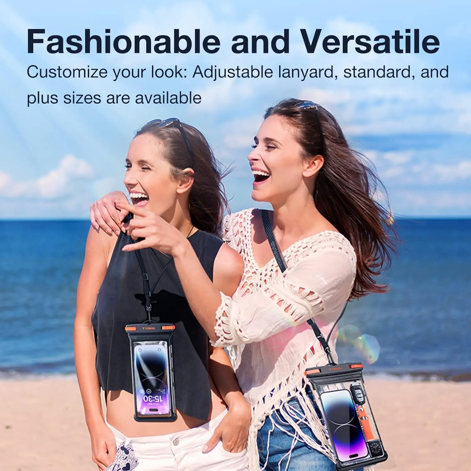 TORRAS Icecube IPX8 Waterproof Phone Pouch, Underwater Screen Touchable, Waterproof Phone Pouch Floating Snorkeling, Adjustable Lanyard, Cruise Essentials for iPhone 15 Pro Max/14/Samsung, Black-8.0''