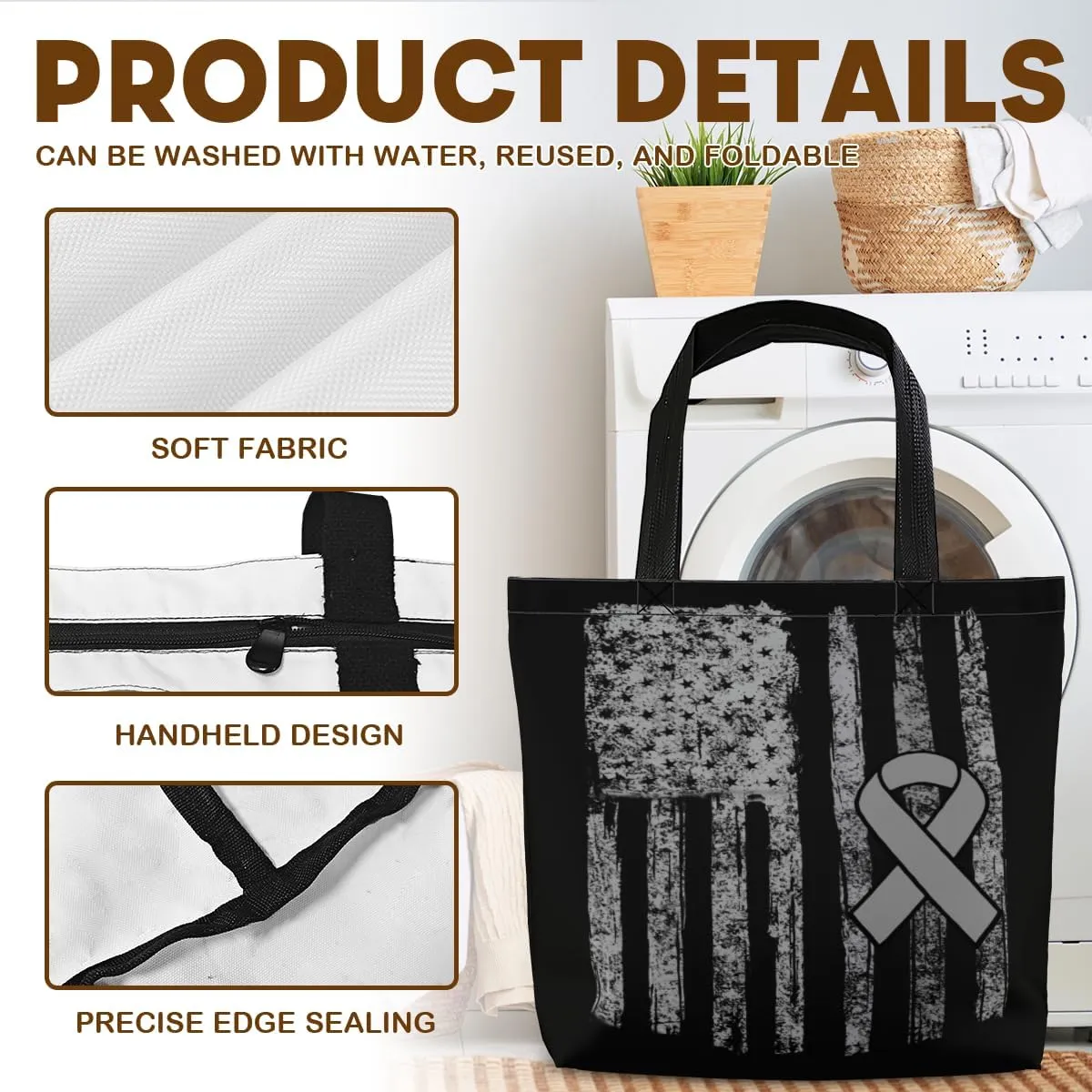 Tote Bag for Women Men Large Reusable Beach Shoulder Bags With Zipper for Gym Shopping Travel Gifts Yoga