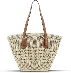 Tote Bag for Women, Straw Beach Bag, Hand Woven Bag, Large Capacity Basket bag Travel Bag for Vacation, Daily Matching, Summer Handbag (Beige)