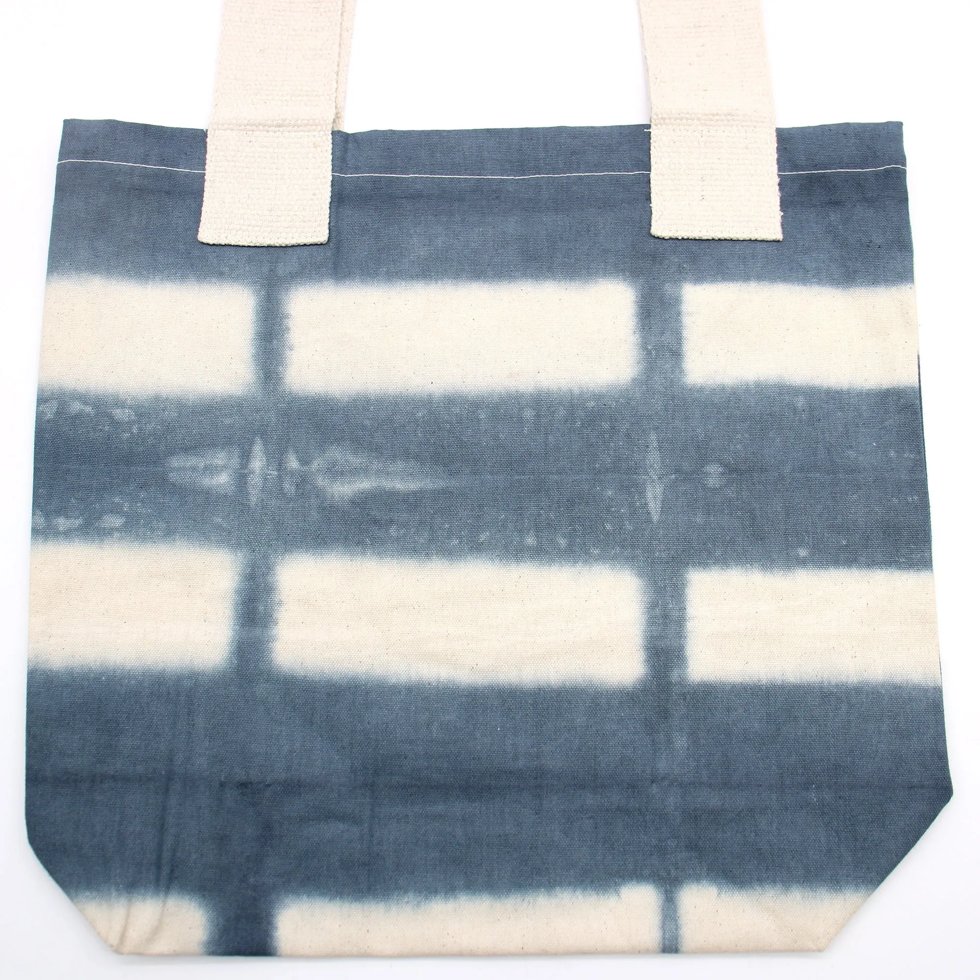 Tote Bag Natural Tye-Dye Cotton Bag (8oz) - 38x42x12cm - Grey Blocks - Natural Handle