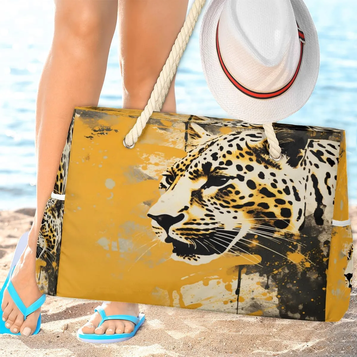 Tote Beach Bag for Women Large Zipper Beach Bags Waterproof Sandproof Cute Owls Gym Swim Pool Travel Bag