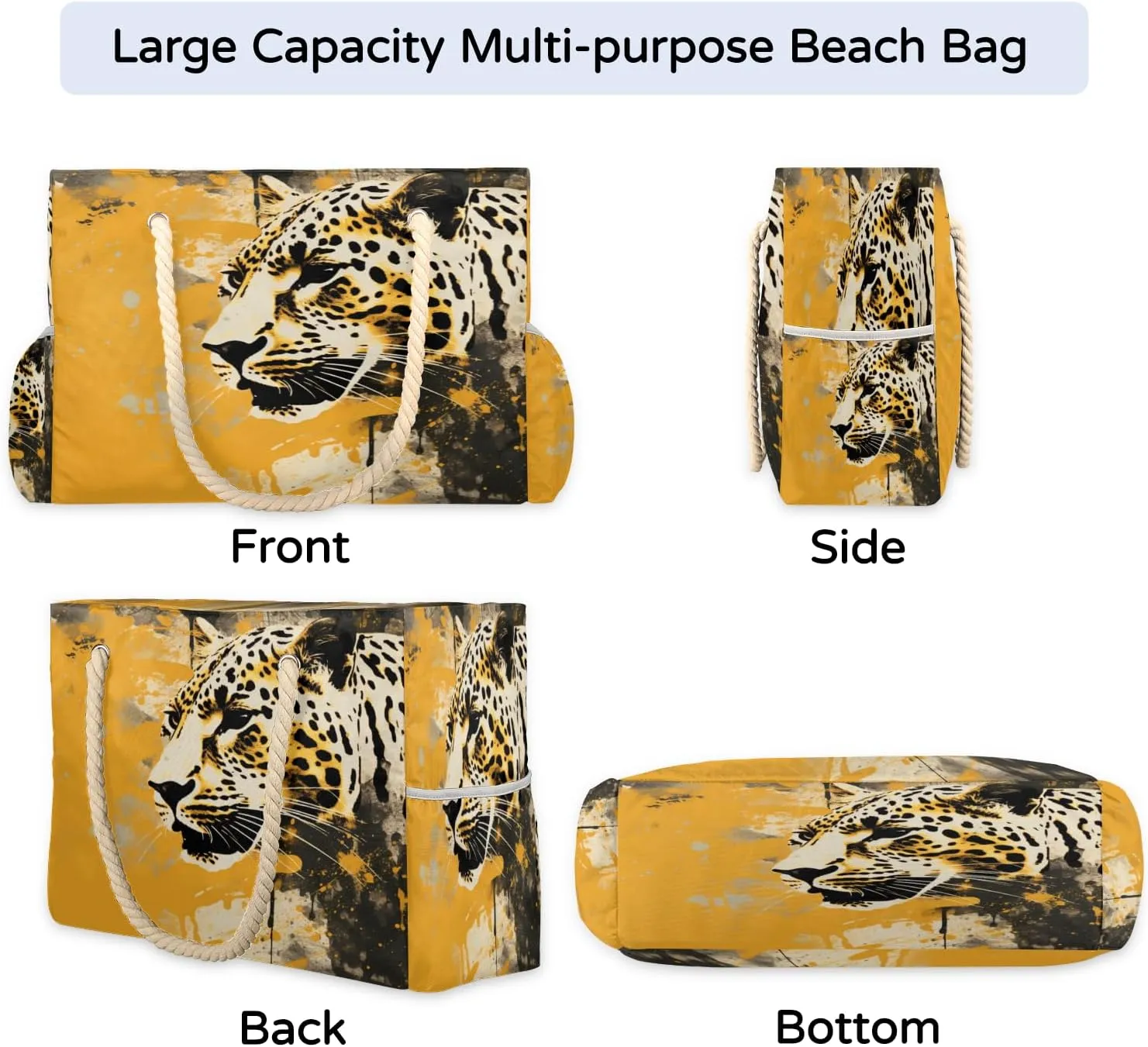 Tote Beach Bag for Women Large Zipper Beach Bags Waterproof Sandproof Cute Owls Gym Swim Pool Travel Bag