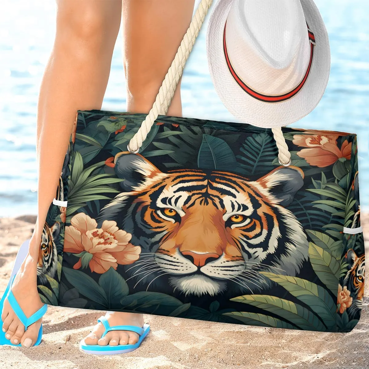 Tote Beach Bag for Women Large Zipper Beach Bags Waterproof Sandproof Gym Swim Pool Travel Bag
