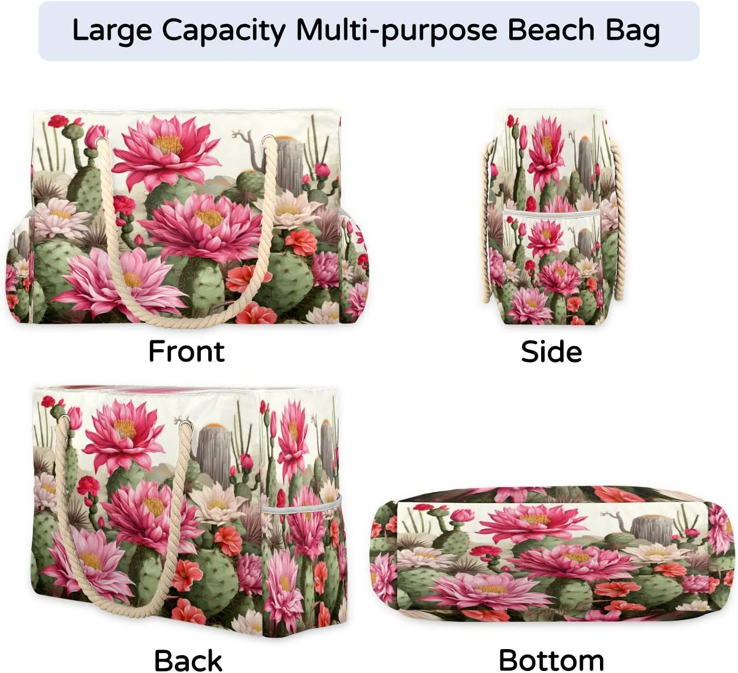 Tote Beach Bag for Women Large Zipper Beach Bags Waterproof Sandproof Gym Swim Pool Travel Bag
