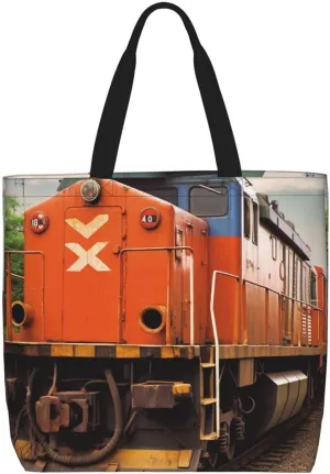 Train Tote Bag for Women Hobo Handbags with Zipper Large Shoulder Bag Shopping Bags Travel Purse