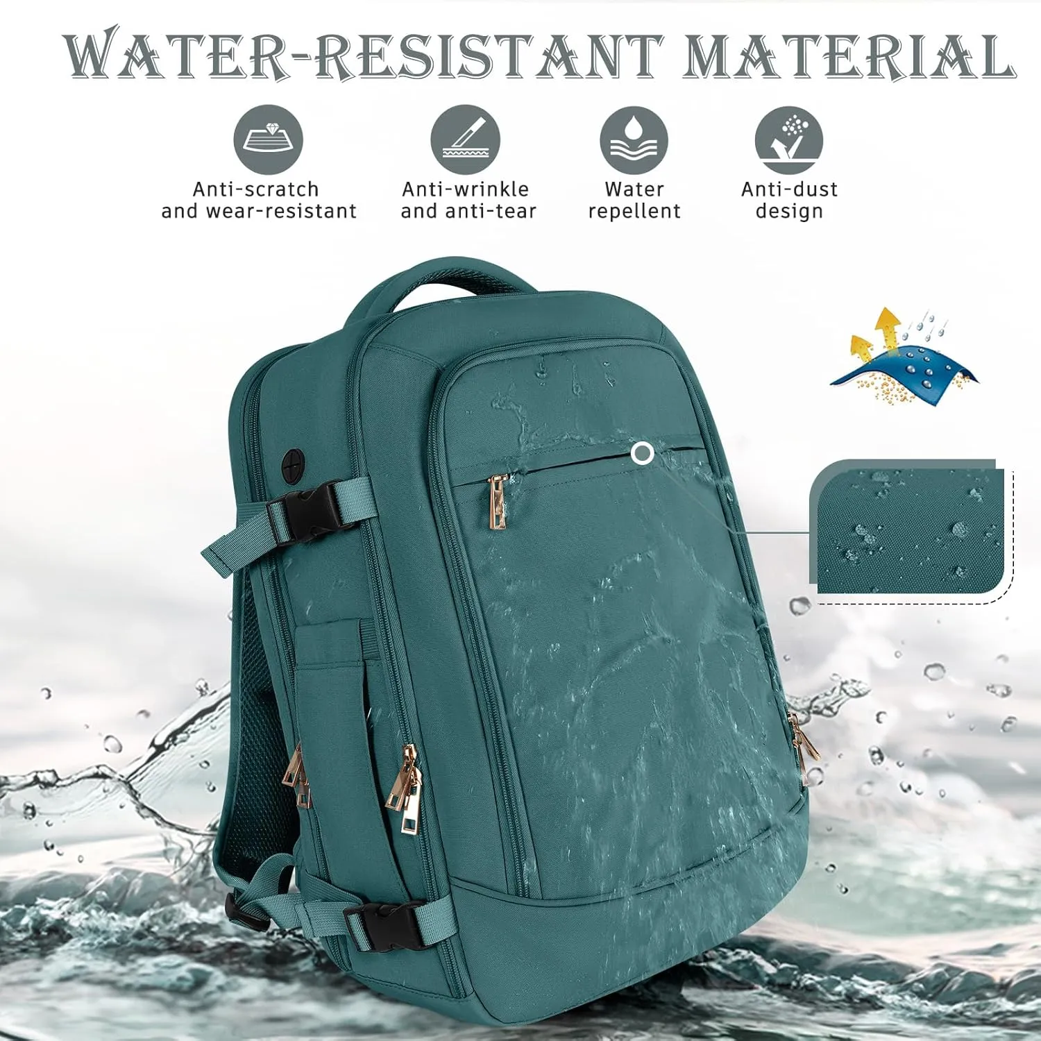Travel Backpack, Carry-on Backpack for Men Women, Travel Backpack Carry on Flight Approved, 40L Personal Item Backpack, Travel Essentials Must Haves, Peacock Blue