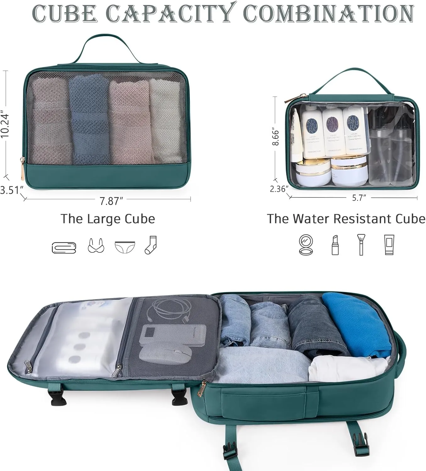 Travel Backpack, Carry-on Backpack for Men Women, Travel Backpack Carry on Flight Approved, 40L Personal Item Backpack, Travel Essentials Must Haves, Peacock Blue