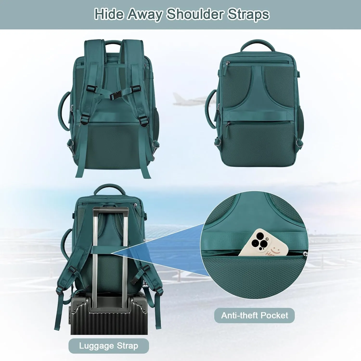 Travel Backpack for Men, 40L Carry On Backpack, 17 Inch Laptop Backpack, Waterproof Backpack, College Bookbag, Laptop Backpack, Backpack for Women, as Person Item Flight Approved