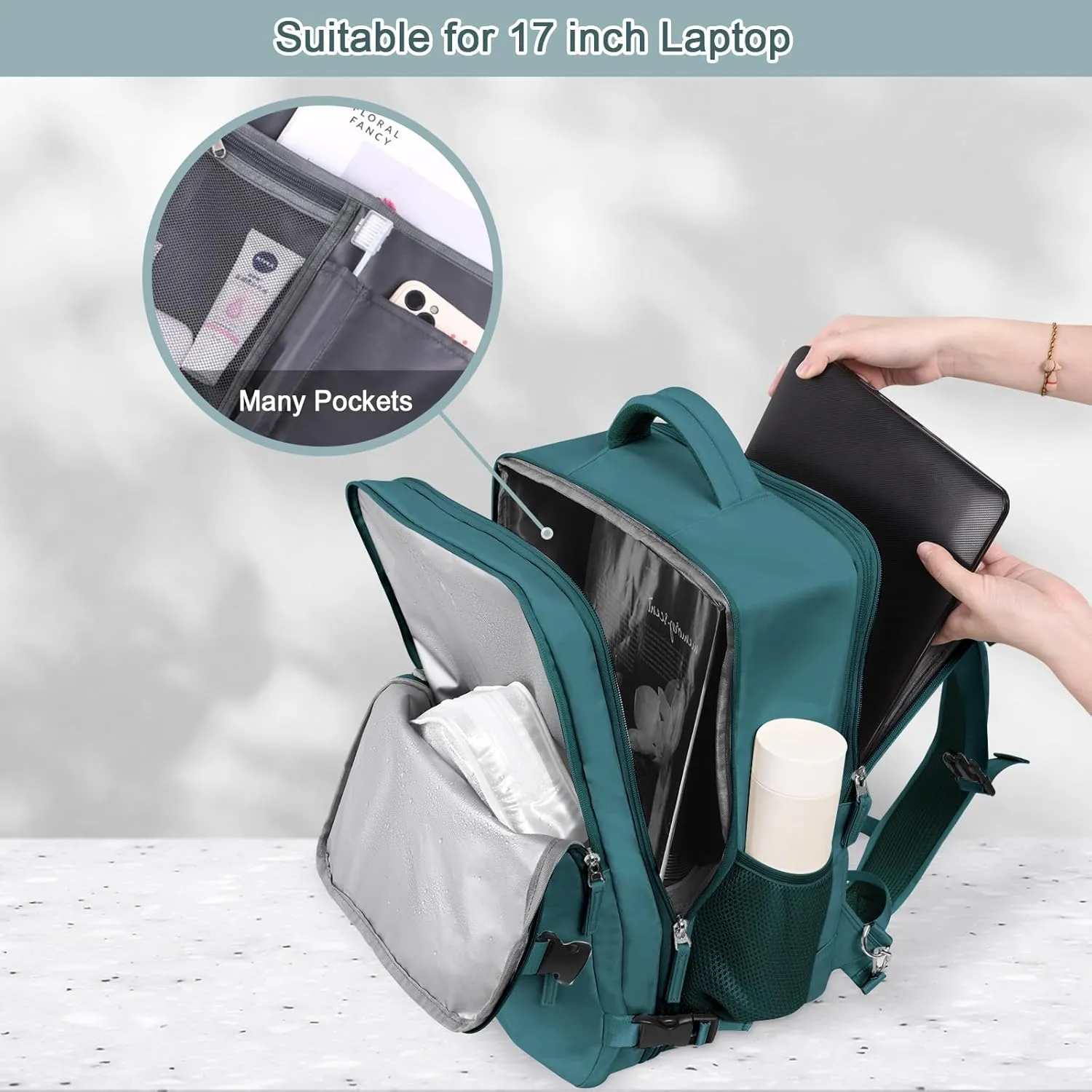 Travel Backpack for Men, 40L Carry On Backpack, 17 Inch Laptop Backpack, Waterproof Backpack, College Bookbag, Laptop Backpack, Backpack for Women, as Person Item Flight Approved
