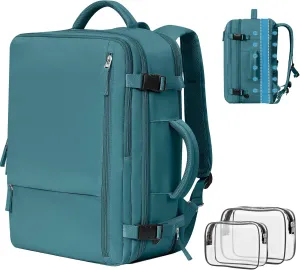 Travel Backpack for Women, Airline Approved Carry On Luggage, 17.3 inch Laptop Backpack, Waterproof Weekender Bag, Hiking Backpack (Peacock blue)