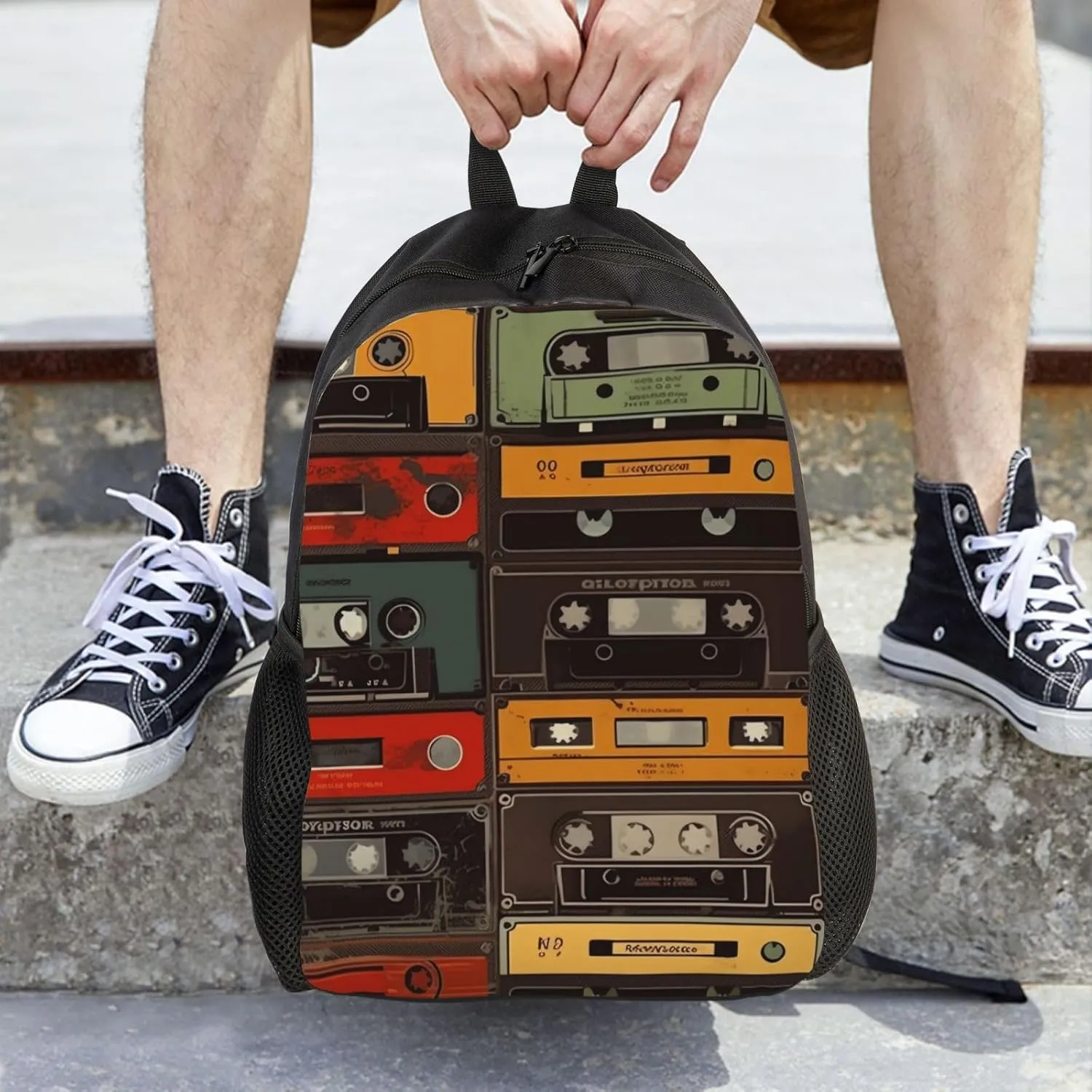 Travel Backpack for Women Men Carry On Backpack Waterproof 15.6inch Laptop Backpack Vintage tape