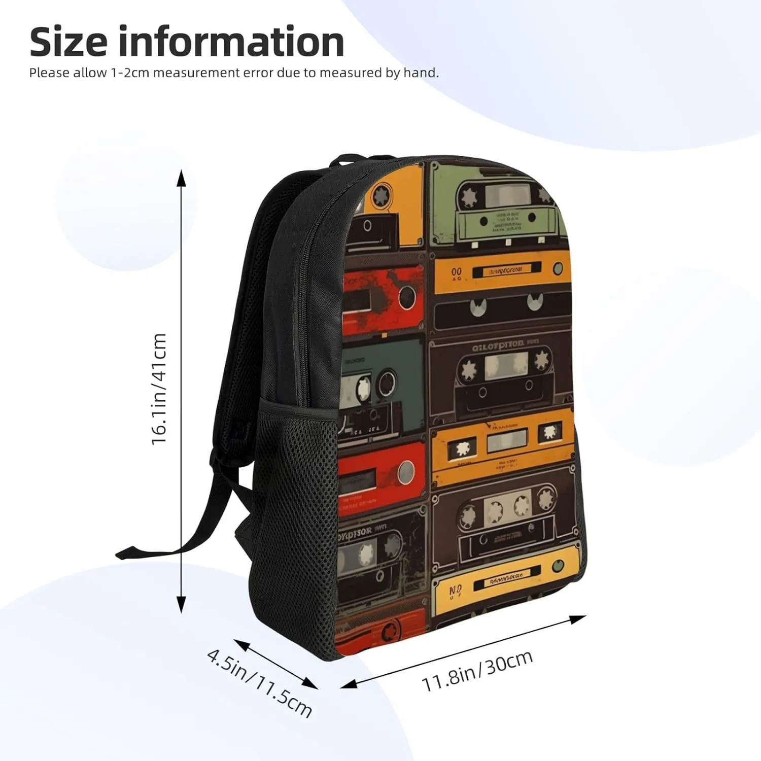 Travel Backpack for Women Men Carry On Backpack Waterproof 15.6inch Laptop Backpack Vintage tape