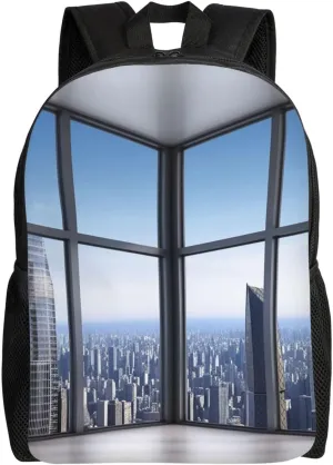 Travel Backpack for Women Men Waterproof Carry On Backpack Skyscraper Buildings 15.6inch Laptop Backpack
