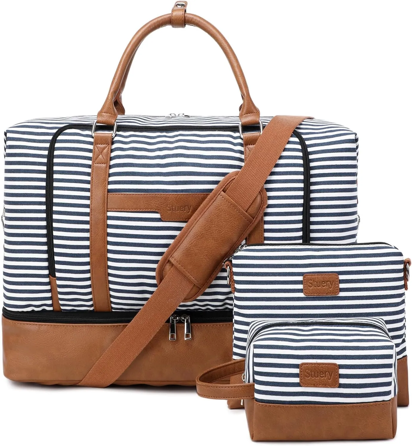 Travel Bag for Women: 21" Large Weekender Bags for Women with Shoe Compartment & Toiletry Bags, 3PCS Overnight Duffel Tote for Carry on Weekend Travel Business Trip Airplane Traveling, Gym