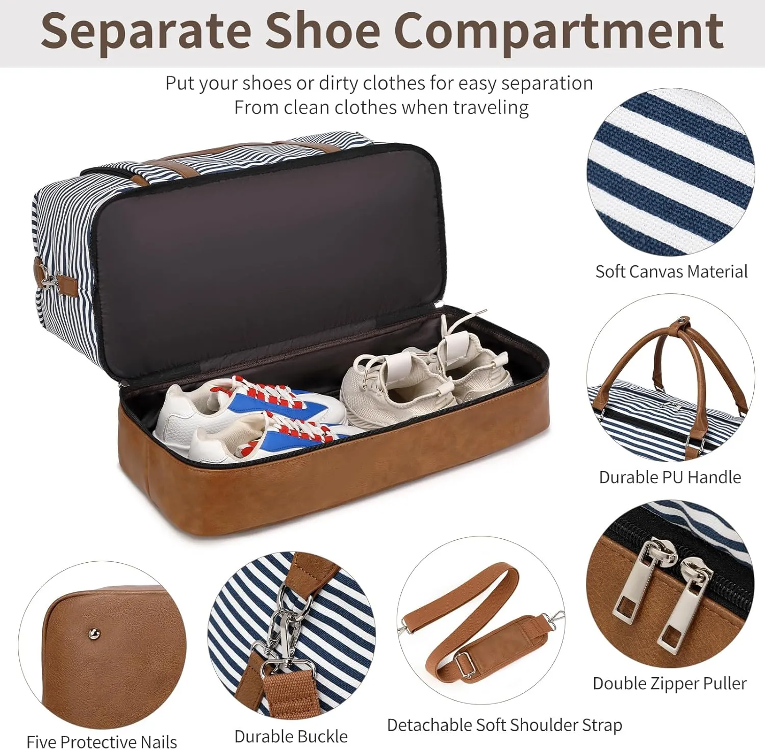 Travel Bag for Women: 21" Large Weekender Bags for Women with Shoe Compartment & Toiletry Bags, 3PCS Overnight Duffel Tote for Carry on Weekend Travel Business Trip Airplane Traveling, Gym