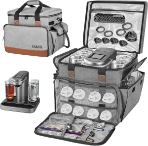 Travel Carrying Case Compatible with Bartesian Cocktail Machine, Insulated Cooler Bag for Bartesian Machine with Pockets for Cocktail Capsules, Menu and Other Accessories, Grey