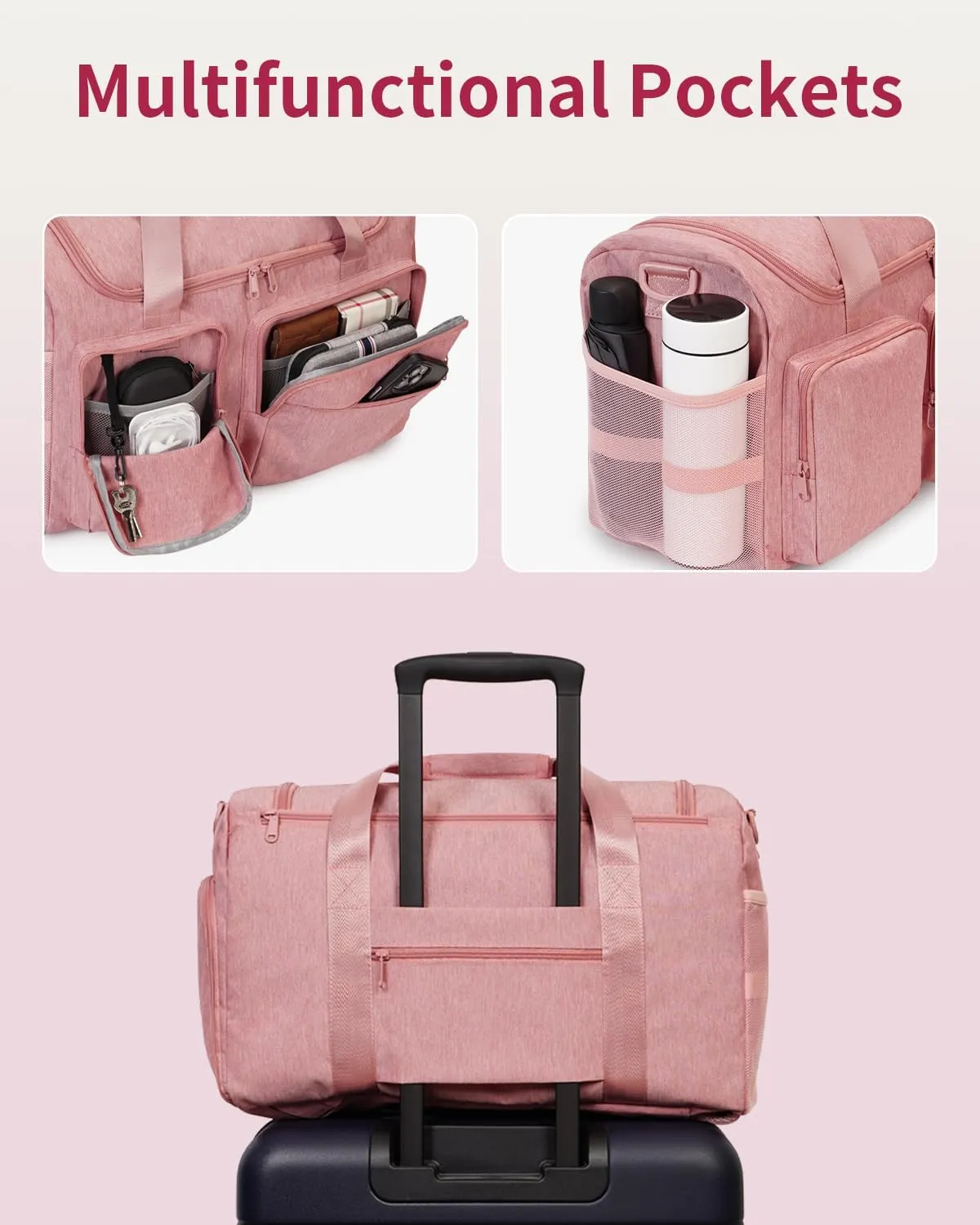 Travel Duffel Bag 27L Gym Bag with Shoe Compartment Carry on Overnight Backpack with Toiletry Bag & Wet Pocket Patent Pending