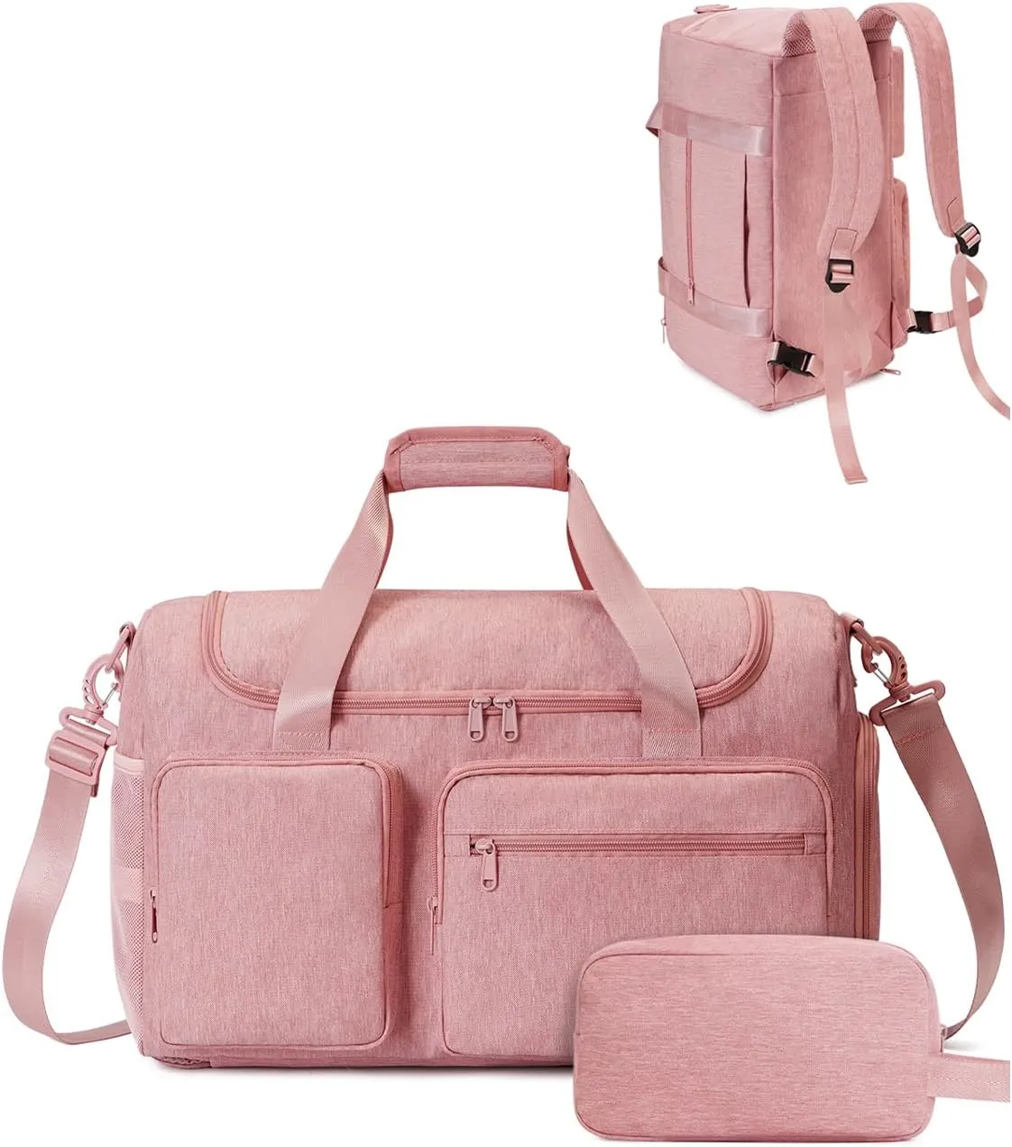 Travel Duffel Bag 27L Gym Bag with Shoe Compartment Carry on Overnight Backpack with Toiletry Bag & Wet Pocket Patent Pending